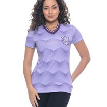 Camiseta Corinthians Babylook Feminina Roxa Licenciada