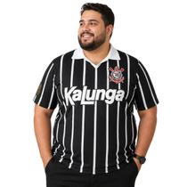 Camiseta Corinthians Listrada Kalunga Retrô Masculina Time Futebol Cor:PretoTamanho:G1