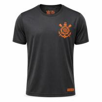 Camiseta Corinthians Preto Laranja em Poliamida Licenciada