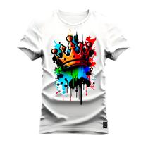 Camiseta Coroa The Colors Plus Size Forma Grande Confortável Estampada Varias Cores