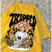 Camiseta Costas Trapped Caveira Cabeça Cogumelo Streetwear! Camiseta Costas Trapped Caveira Cabeça Cogumelo Streetwear!