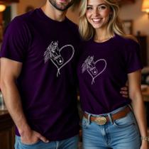 Camiseta Country Amor Cavalo Coração Pecuaria Agro Camisa Estampada Casal