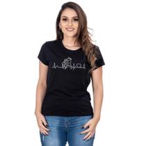 Camiseta Country Feminina Algodão Estampa Cavalo Manga Curta