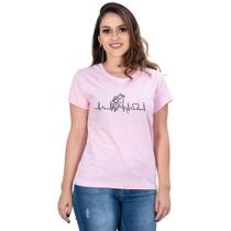 Camiseta Country Feminina Algodão Estampa Cavalo Manga Curta - Campero