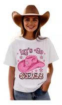 Camiseta Country Feminina - Let's Go com Chapéu Rosa