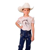 Camiseta Country Infantil Feminina Country Cavalos Brilho