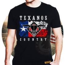 Camiseta country preta texanos cowboy manga curta atacado