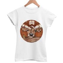 Camiseta Cowgirl Feminina T-Shirt Country Western Estampa Laço Moda Rodeio