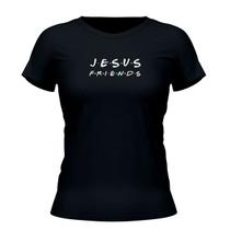 Camiseta Cristã Feminina - Jesus Friends Preta Camiseta Cristã Feminina - Jesus Friends Preta
