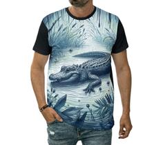 Camiseta Crocodilo No Charco Pântano Animal Réptil Jacaré