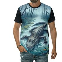 Camiseta Crocodilo No Charco Pântano Animal Réptil Natureza Camiseta Crocodilo No Charco Pântano Animal Réptil Natureza