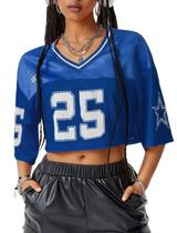 Camiseta Crop Top SOLY HUX Streetwear Y2k para mulheres azul Camiseta Crop Top SOLY HUX Streetwear Y2k para mulheres azul