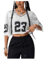 Camiseta Crop Top SOLY HUX Streetwear Y2k para mulheres Camiseta Crop Top SOLY HUX Streetwear Y2k para mulheres