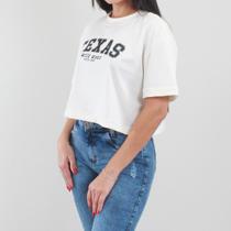 Camiseta Cropped Algodão Oversized Caimento Soltinho Manga Curta - Texas