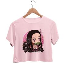 Camiseta Cropped Anime Demon Slayer Nezuko Flowers