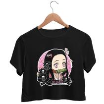 Camiseta Cropped Anime Demon Slayer Nezuko Flowers