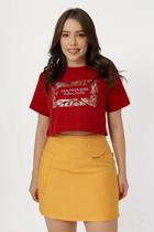 Camiseta Cropped Blusa Feminina Vermelho 100% Algodão Tamanho Único