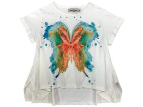 Camiseta cropped borboleta aquarela strass