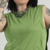 Camiseta Cropped Cativa Plus Size com Brilho