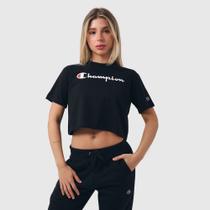 Camiseta cropped champion athletic classic script logo ink