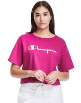 Camiseta cropped champion athletic script logo ink