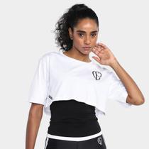 Camiseta Cropped Corinthians Coimbra Box Sobreposição Feminina