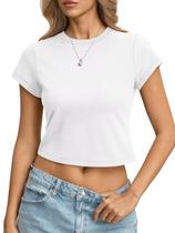 Camiseta Cropped Feminina EasyGala em Algodão Slim Fit Branca Camiseta Cropped Feminina EasyGala em Algodão Slim Fit Branca