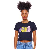 Camiseta Cropped Feminina Ecko Chima Estampada Preta J373A