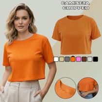 Camiseta Cropped Feminina Lisa Algodão Fio 30.1 Básica Moda Verão Casual