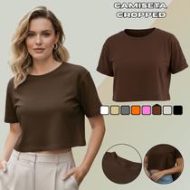 Camiseta Cropped Feminina Lisa Algodão Fio 30.1 Básica Moda Verão Casual
