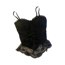 Camiseta Cropped Feminina Sexy De Renda Com Alças Finas E Estilo Corset Sem Mangas Camiseta Cropped Feminina Sexy De Renda Com Alças Finas E Estilo Corset Sem Mangas