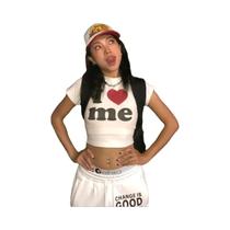 Camiseta Cropped Feminina Y2K Harajuku Com Estampa De Letras I Love ME, Sexy Vintage Dos Anos 2000, Camiseta Cropped Feminina Y2K Harajuku Com Estampa De Letras I Love ME, Sexy Vintage Dos Anos 2000,
