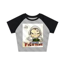 Camiseta Cropped Feminina Y2K Harajuku Gótica Punk Emo Com Estampa Vintage De Anime Slim Grunge Camiseta Cropped Feminina Y2K Harajuku Gótica Punk Emo Com Estampa Vintage De Anime Slim Grunge