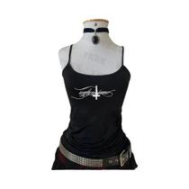 Camiseta Cropped Feminina Y2K Harajuku Grunge Punk Com Estampa De Letras E Detalhes Em Renda, Estilo