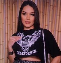 Camiseta Cropped Feminino Estampada Manga Curta