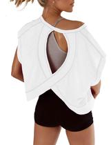 Camiseta Cropped Fhniepan Oversized com Costas Abertas para Treino Camiseta Cropped Fhniepan Oversized com Costas Abertas para Treino