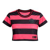 Camiseta Cropped Flamengo Feminina Listrado Licenciada