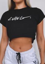 Camiseta cropped - flower - preto Camiseta cropped - flower - preto