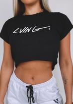 Camiseta cropped - flower - preto Camiseta cropped - flower - preto