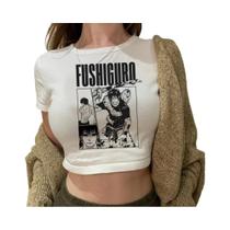 Camiseta Cropped Gojo Jujutsu Kaisen Y2K Streetwear Para Meninas, Estilo Grunge Dos Anos 2000,