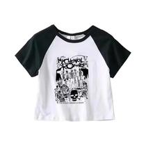Camiseta Cropped Gráfica Y2K Kawaii Harajuku Para Meninas, Camiseta De Verão De Manga Curta My