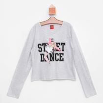 Camiseta Cropped Infantil Kyly Manga Longa Estampada Street Dance Menina