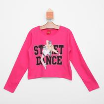 Camiseta Cropped Infantil Kyly Manga Longa Estampada Street Dance Menina