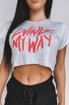Camiseta cropped - logo wave - branco/rosa Camiseta cropped - logo wave - branco/rosa