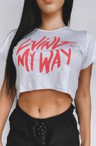 Camiseta cropped - logo wave - branco/rosa Camiseta cropped - logo wave - branco/rosa