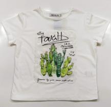 Camiseta cropped malha tricô aplique cactus