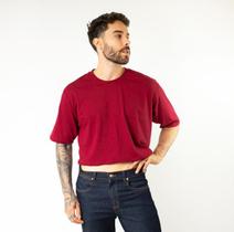 Camiseta Cropped Oversized Bordo Moda Estiloso Masculino Tendencia