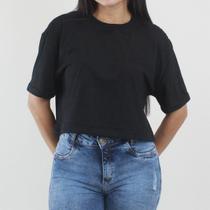 Camiseta Cropped Oversized - Estampa Lisa