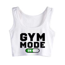Camiseta Cropped Regata Mode On Academia Soltinha Crop Top Tank Gym - No Sense