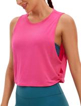 Camiseta Cropped Sem Manga CRZ YOGA em Algodão Pima Rosa P